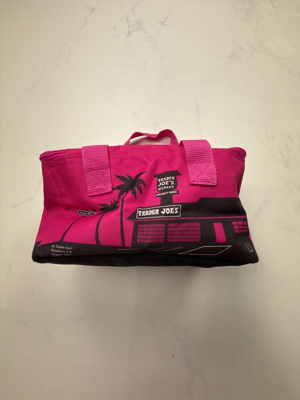 Trader Joe's Graphic Tote Bag Pink 2000s Retro Statement Piece